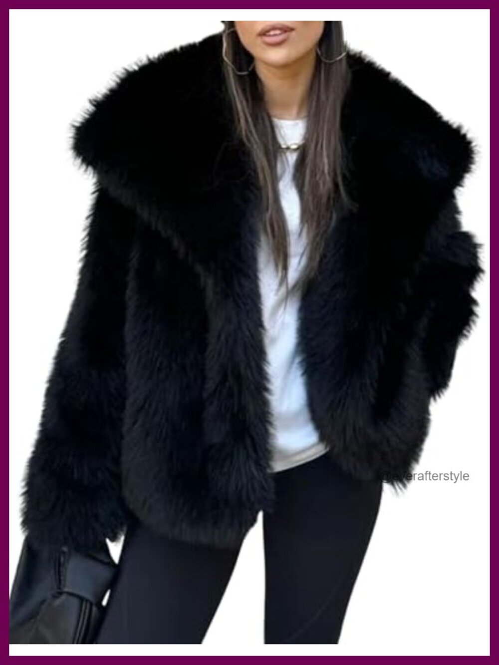 Womens Faux Fur Coat Winter Warm Fluffy Long Sleeve Jacket